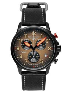 Bauhaus Aviation Herrenuhr Quarz Flyback-Chronograph mit Lederarmband